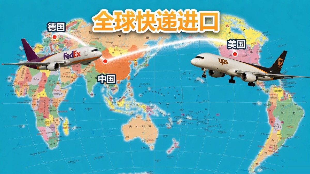 FedEx 联邦快递与 UPS 货机从德国、美国直飞中国，全球快递进口世界地图