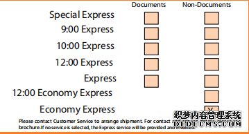 tnt国际快递服务类型