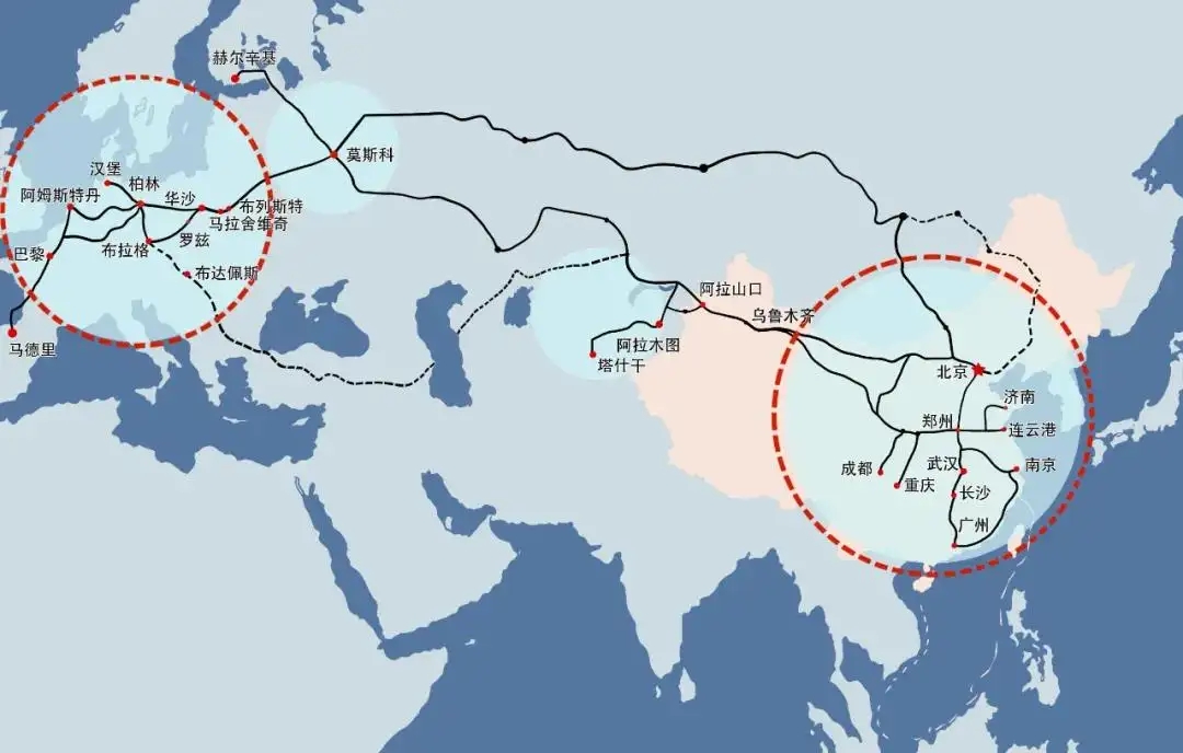 中欧班列主要线路图图片